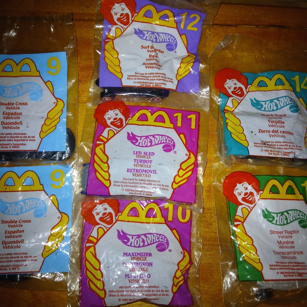 1999 Mcdonalds Hot Wheels Cars.